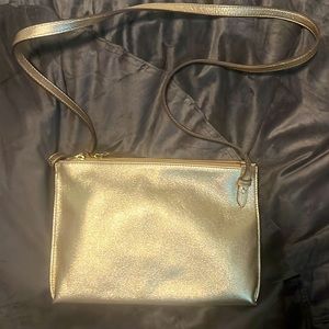 Banana Republic Double Zip Pouch Gold Crossbody Bag